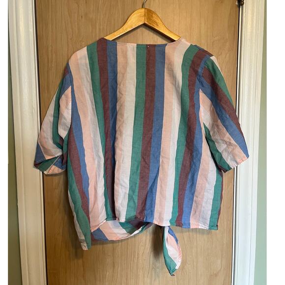 Madewell Novel Tie-Front Button Top in Flagstaff Stripe 2X - Picture 3 of 6